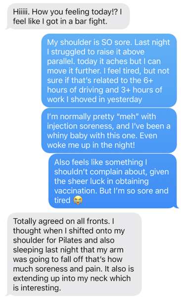 Figure 1: Screenshot of texts between the author and an unnamed friend
